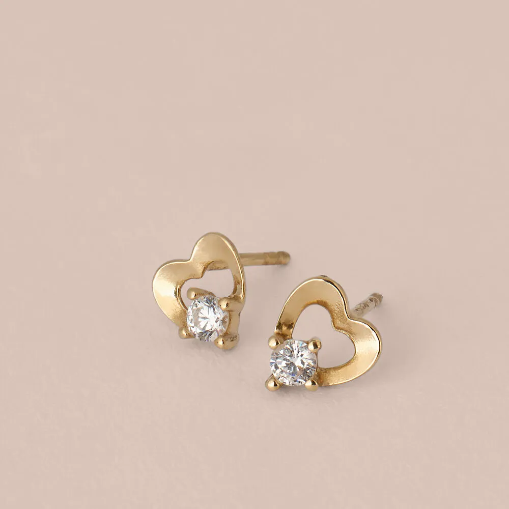 Orecchini Lobo Cuore Bon Ton Oro Giallo 375/1000 Cubic Zirconia Bianco 1401105