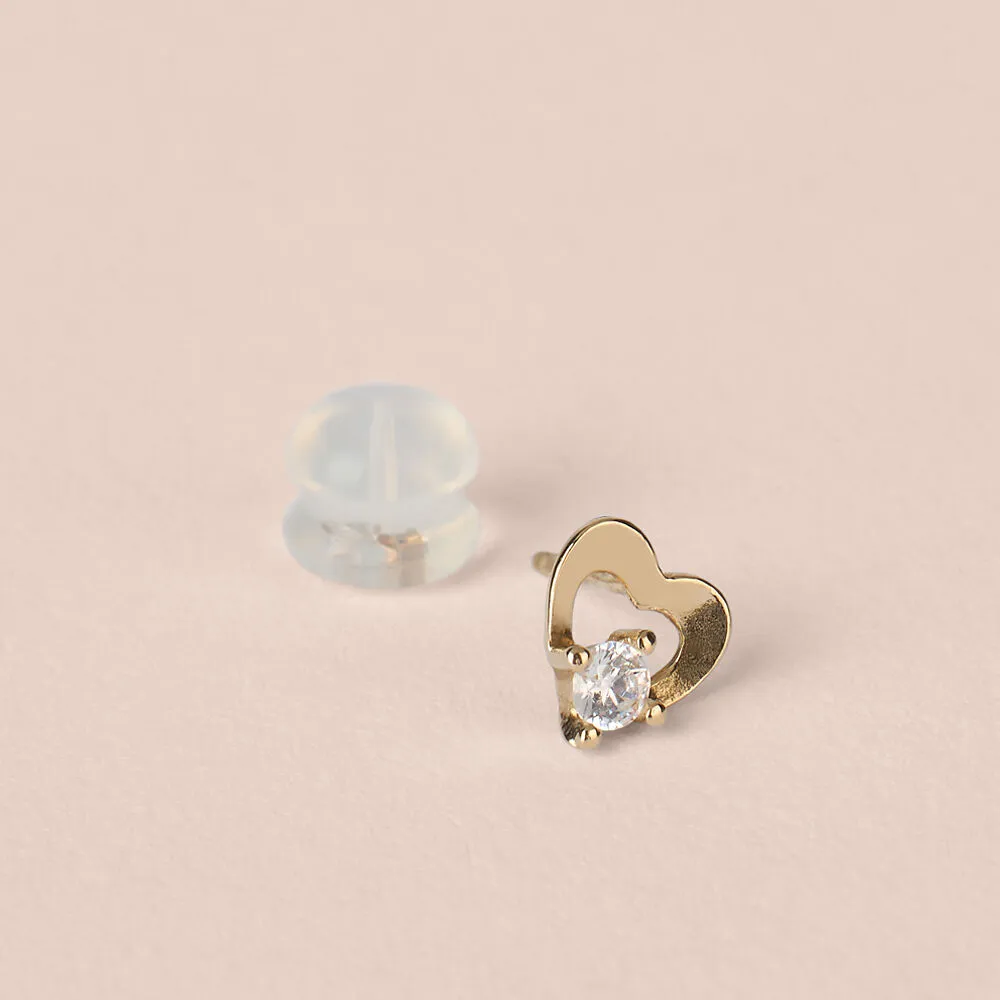 Orecchini Lobo Cuore Bon Ton Oro Giallo 375/1000 Cubic Zirconia Bianco 1401105