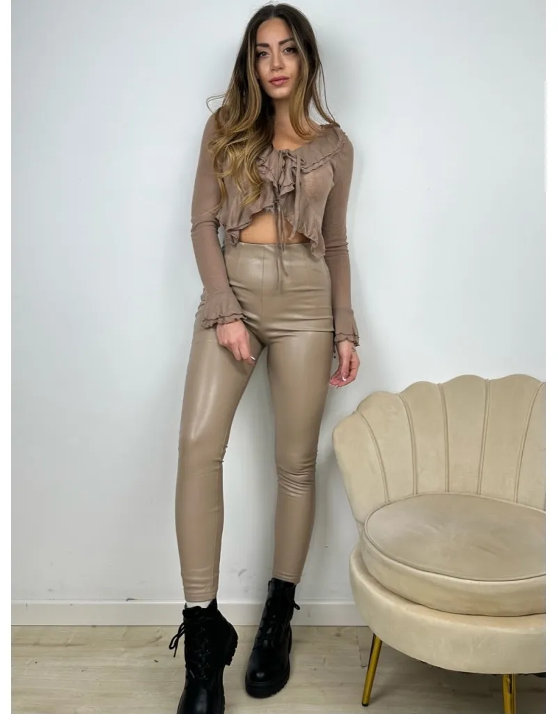 PANTALEGGINGS ECOPELLE ZARAMODEL TAUPE