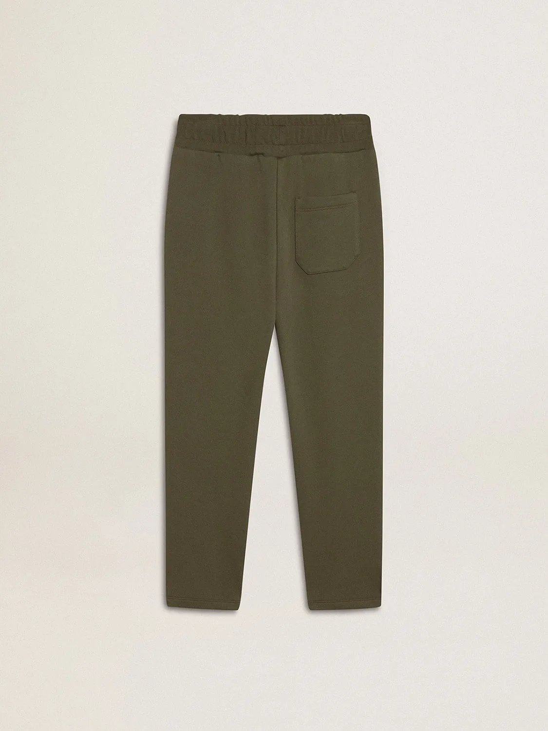 Pantalone jogging di colore verde militare da bambino con stelle bianche