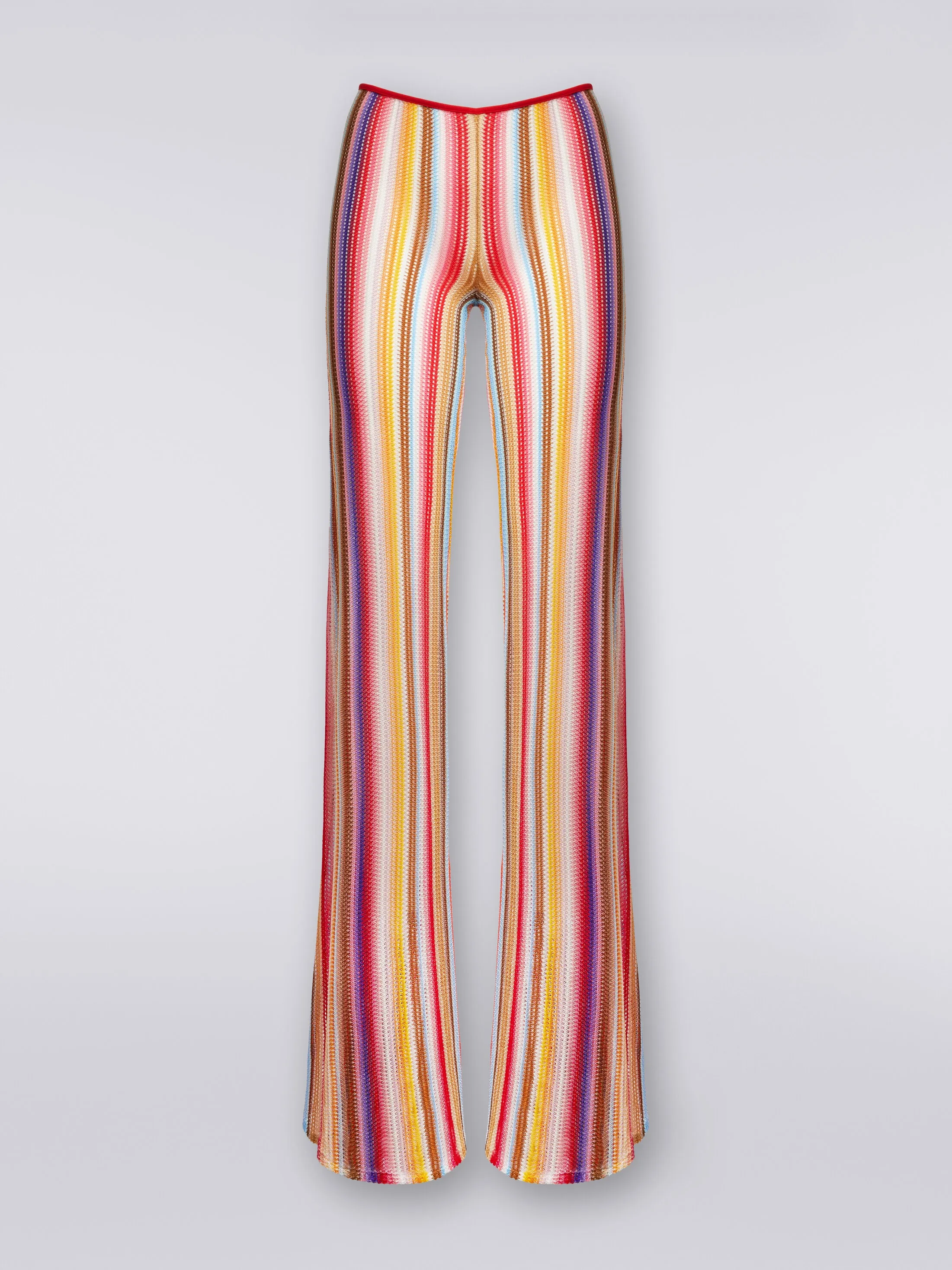 Pantaloni svasati in crochet rigato