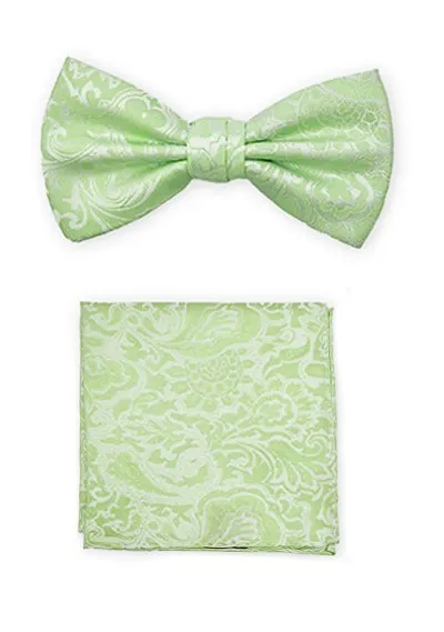 Papillon e fazzoletto da taschino verde chiaro