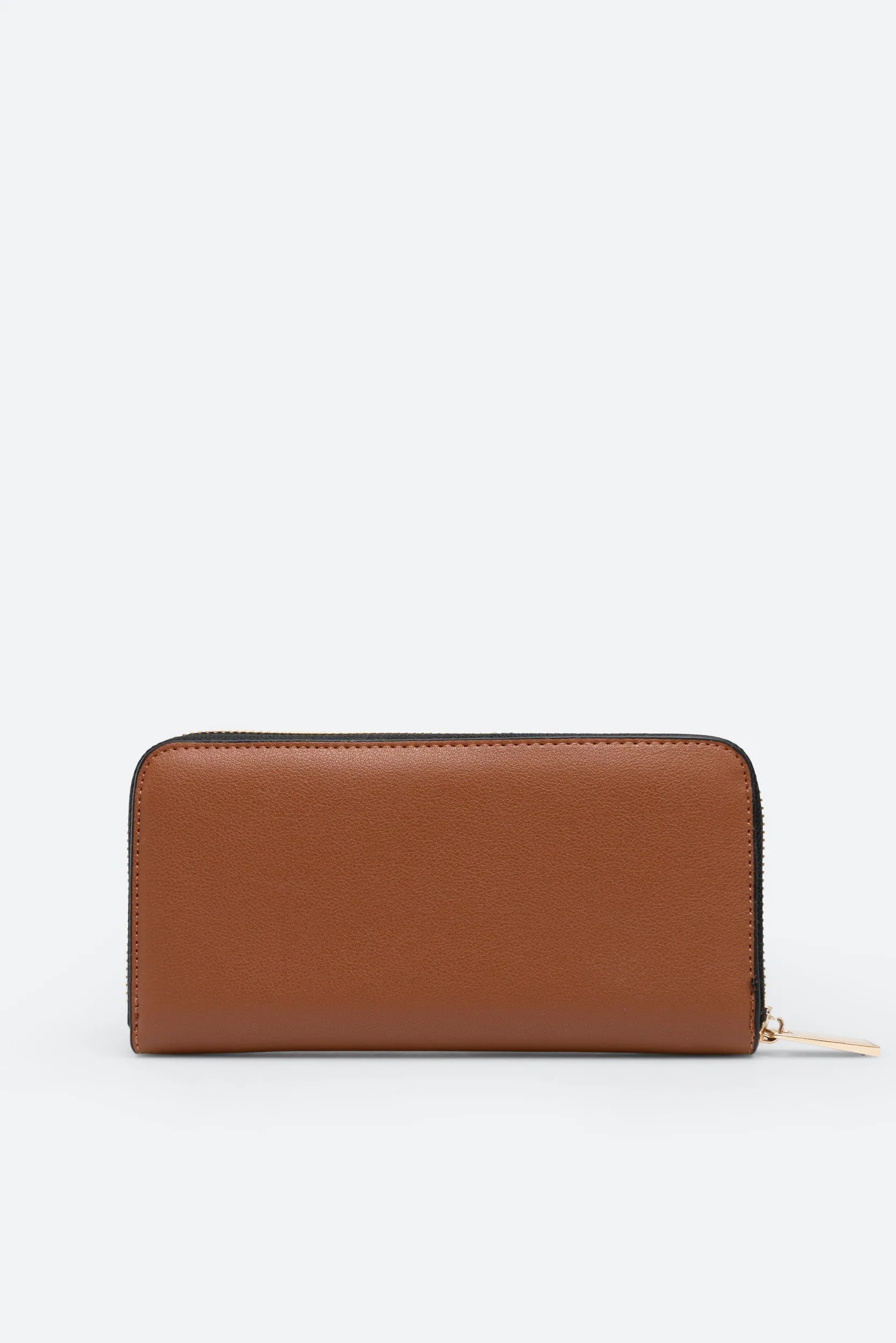 Portafogli con zip marrone chiaro