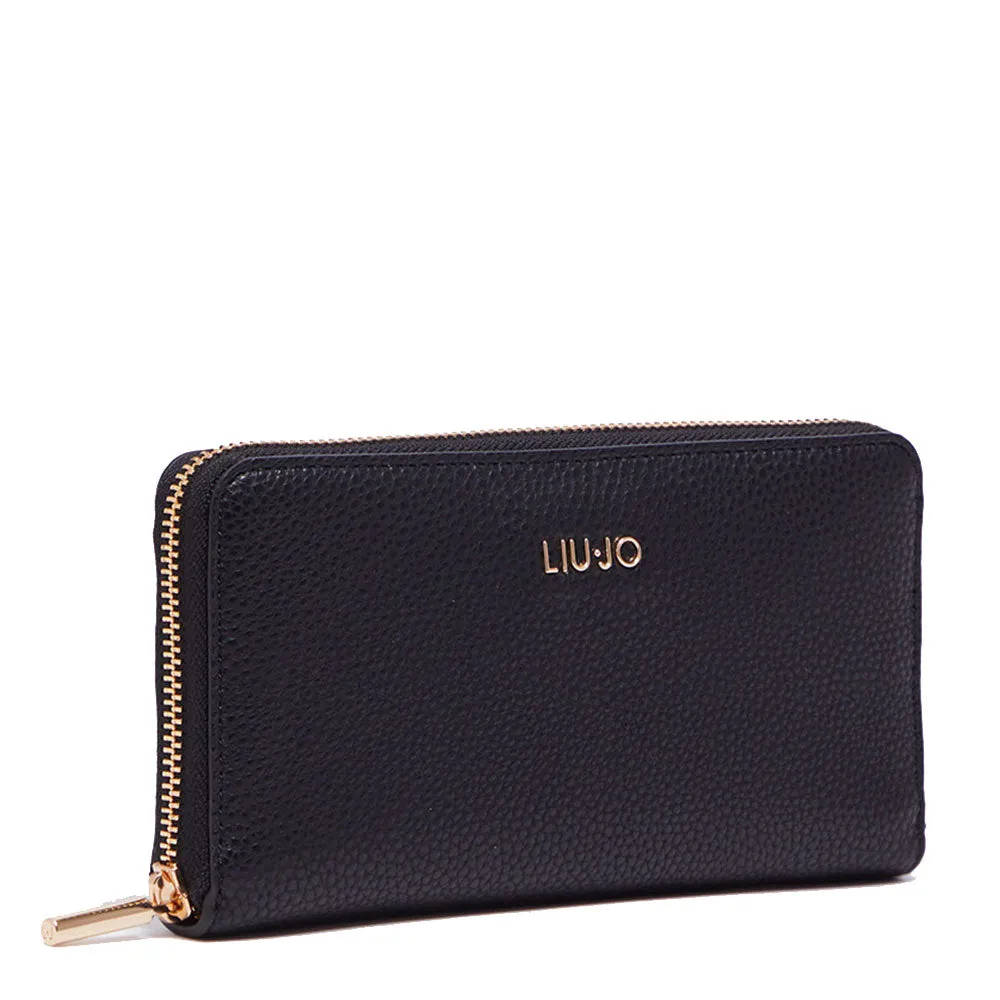 Portafoglio Donna Zip Around LIU JO Effetto Bottalato Nero AF3369