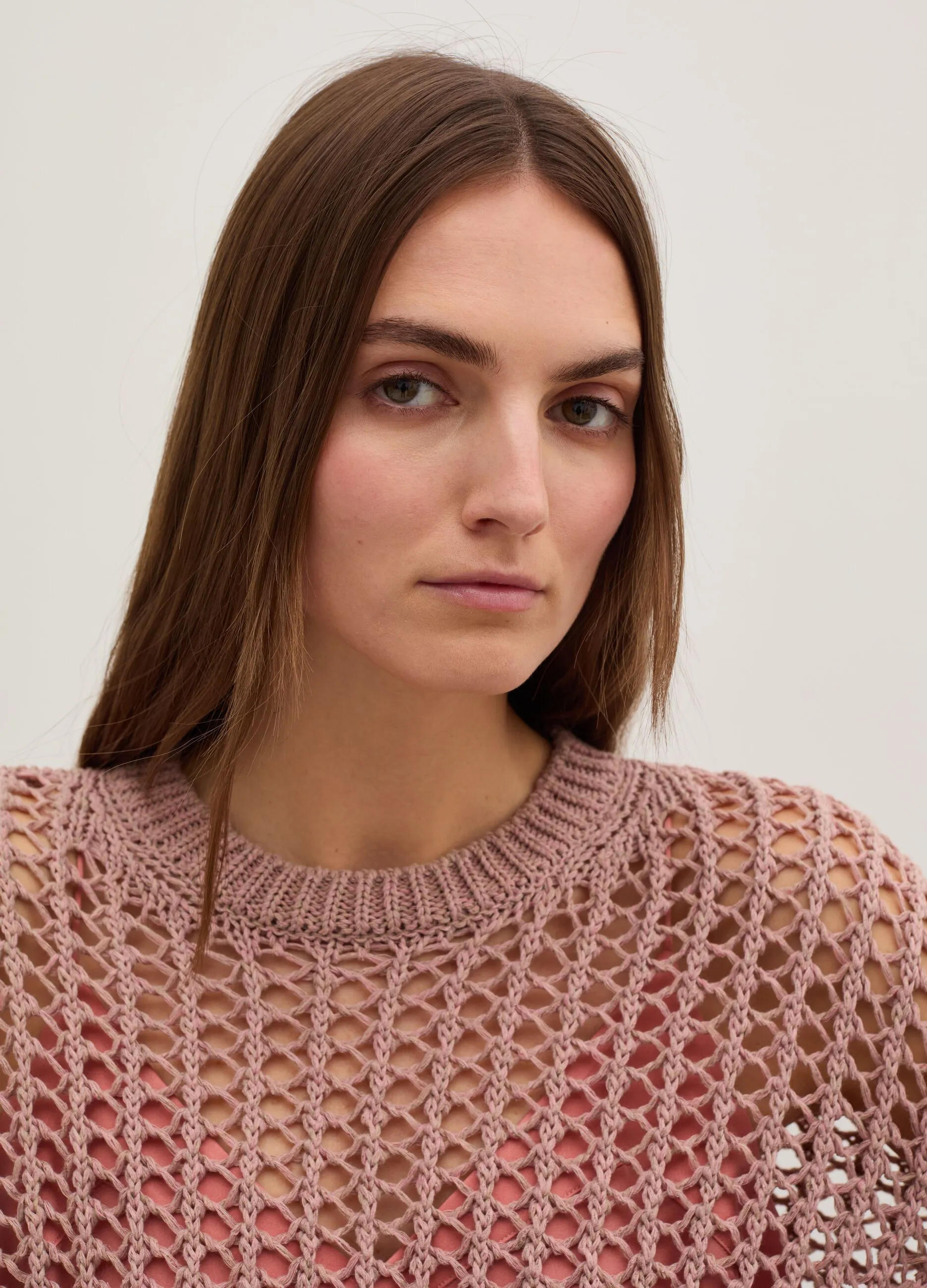 Pullover con trama forata effetto mouline