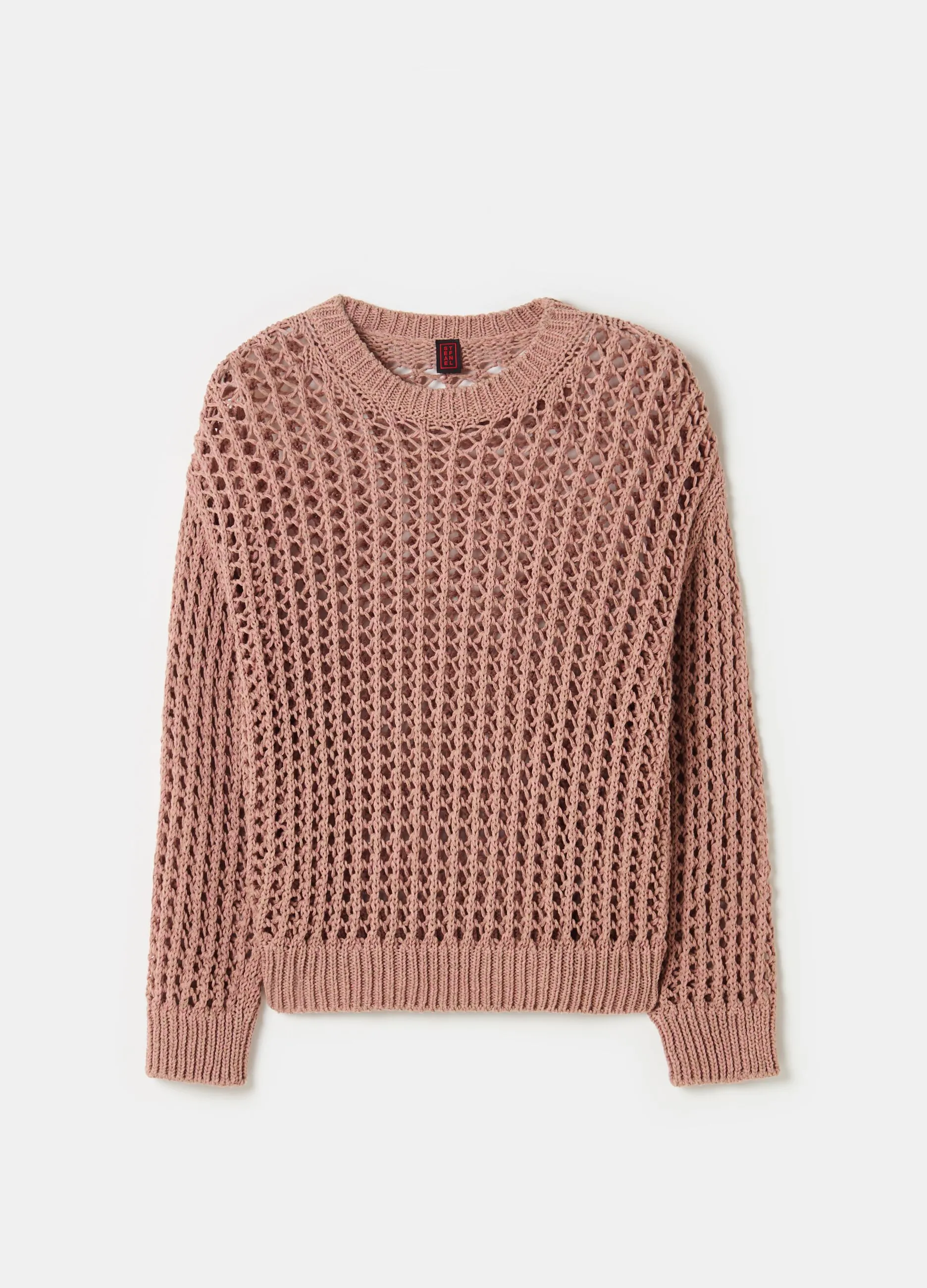 Pullover con trama forata effetto mouline