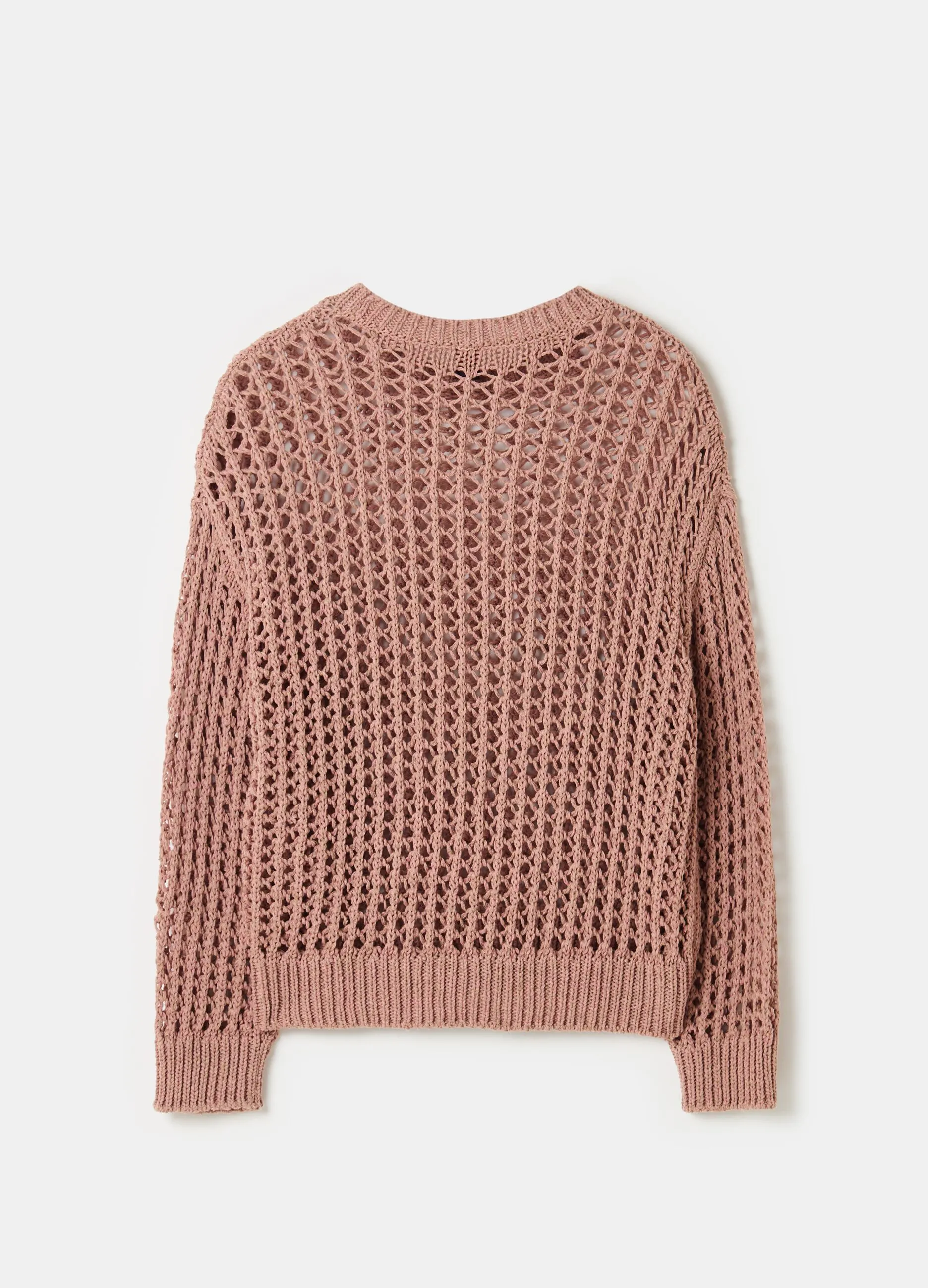 Pullover con trama forata effetto mouline