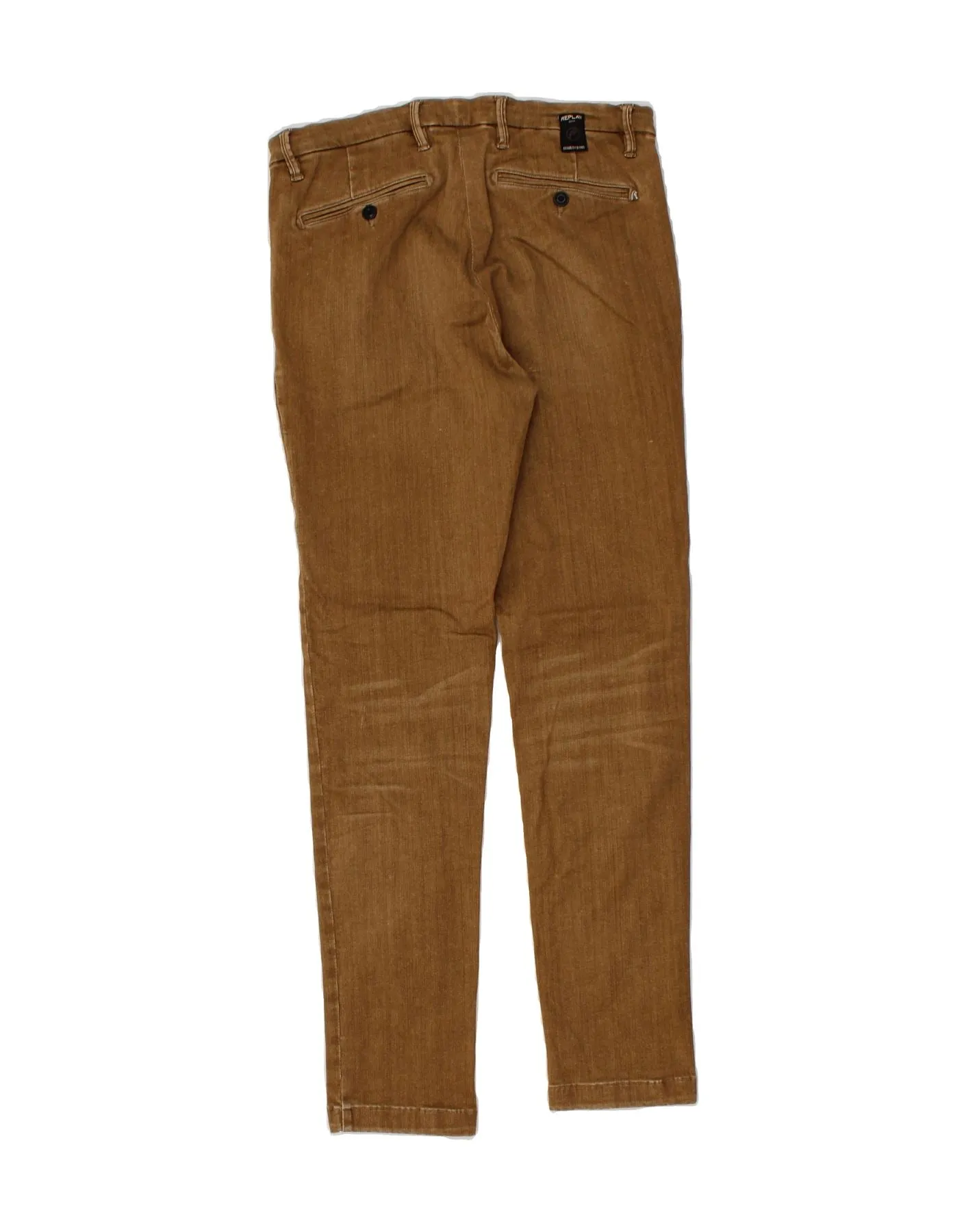 REPLAY Mens Skinny Chino Trousers W33 L30 Brown Cotton