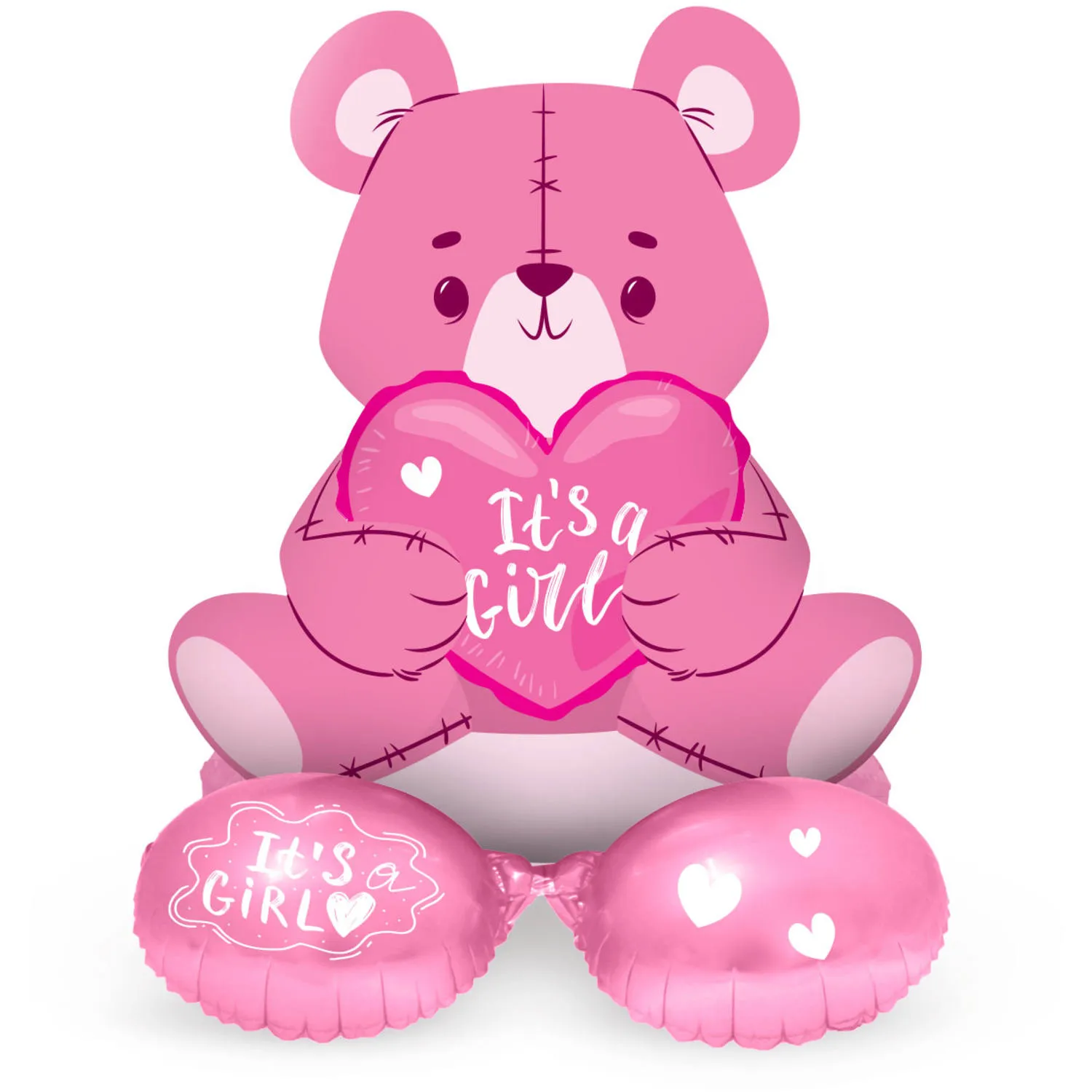 Rosa È un palloncino in foil a forma di orsetto per bambina 61 cm