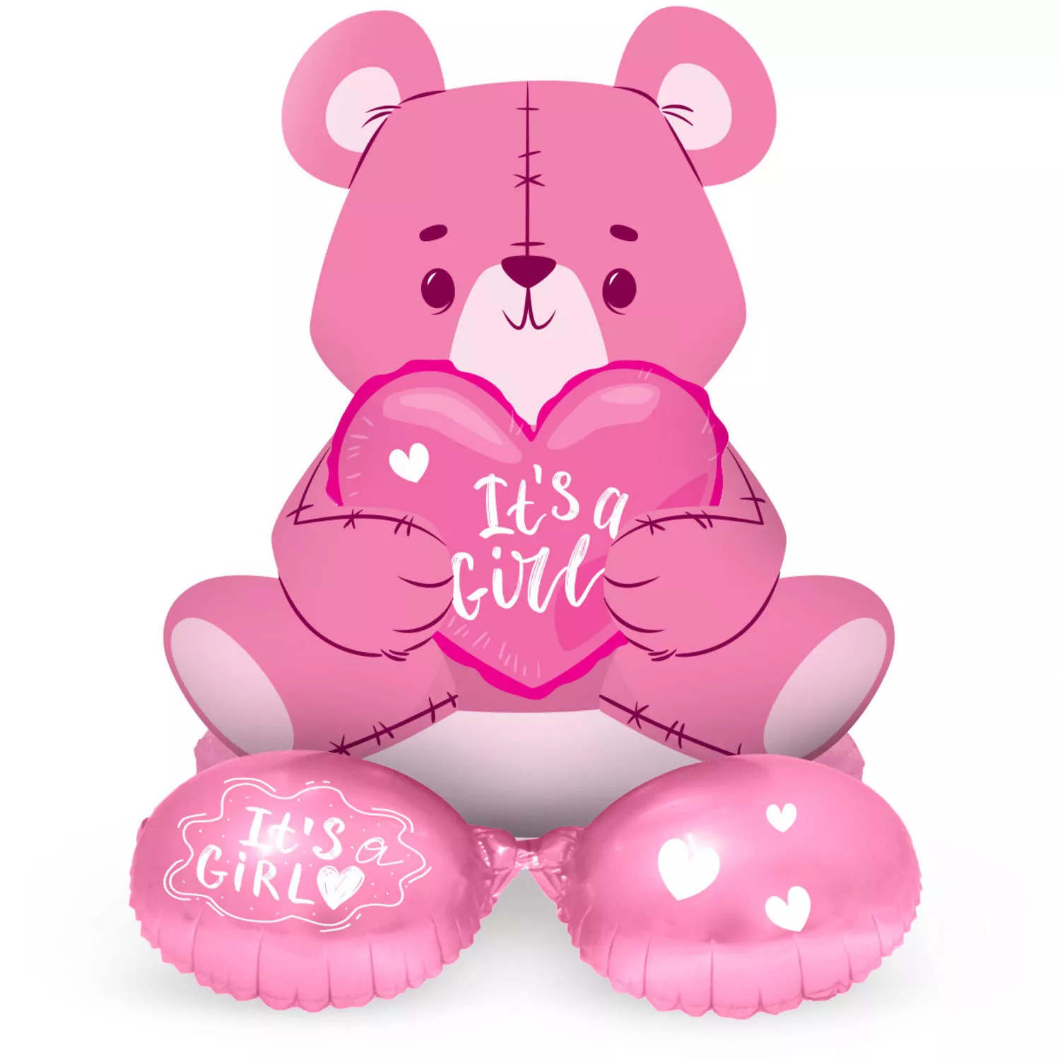 Rosa È un palloncino in foil a forma di orsetto per bambina 61 cm