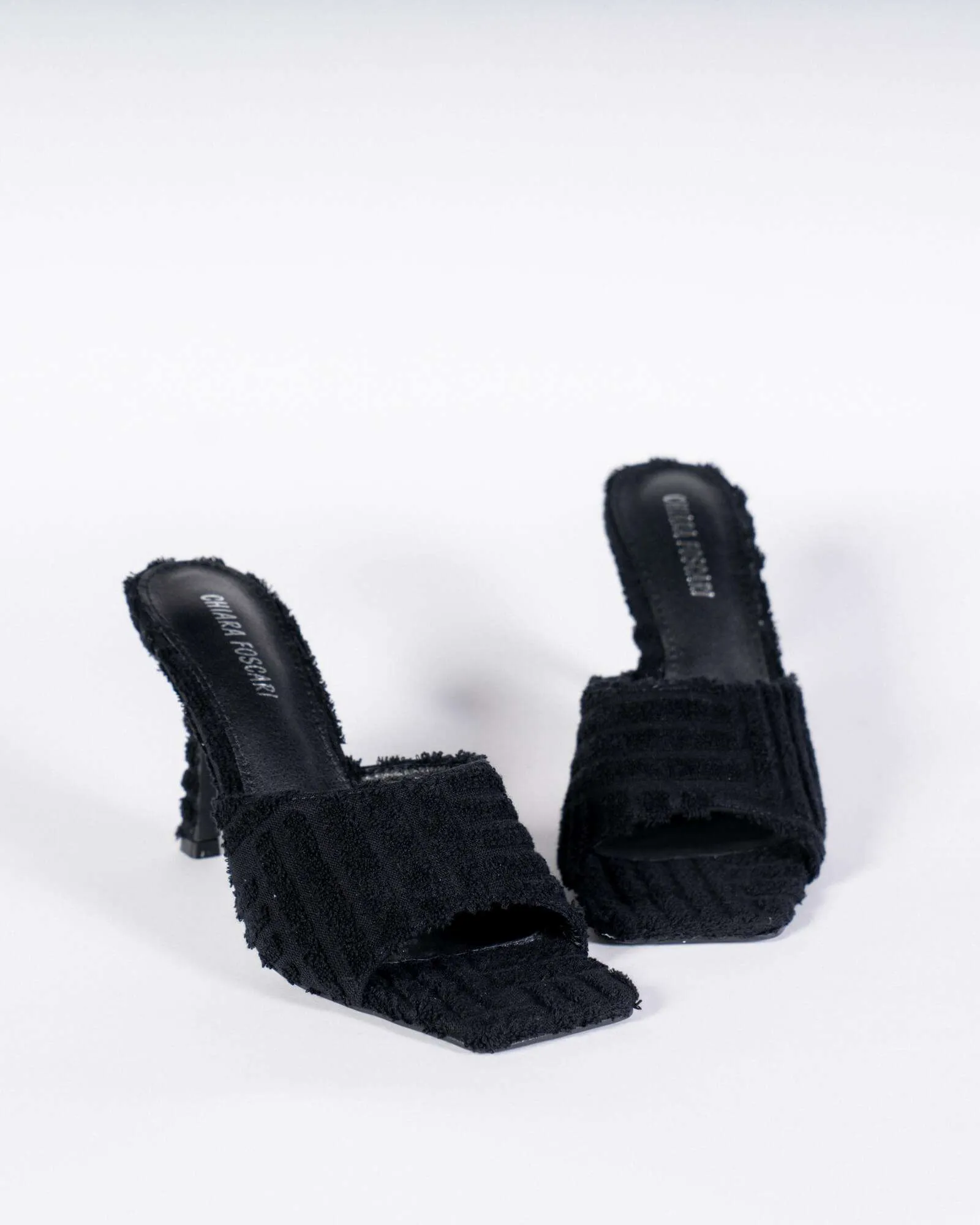 Sabot con tacco effetto spugna - nero