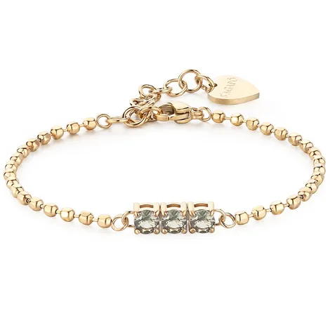 SAGAPO Bracciale a sfere gold con zirconi verdi S'Agapò