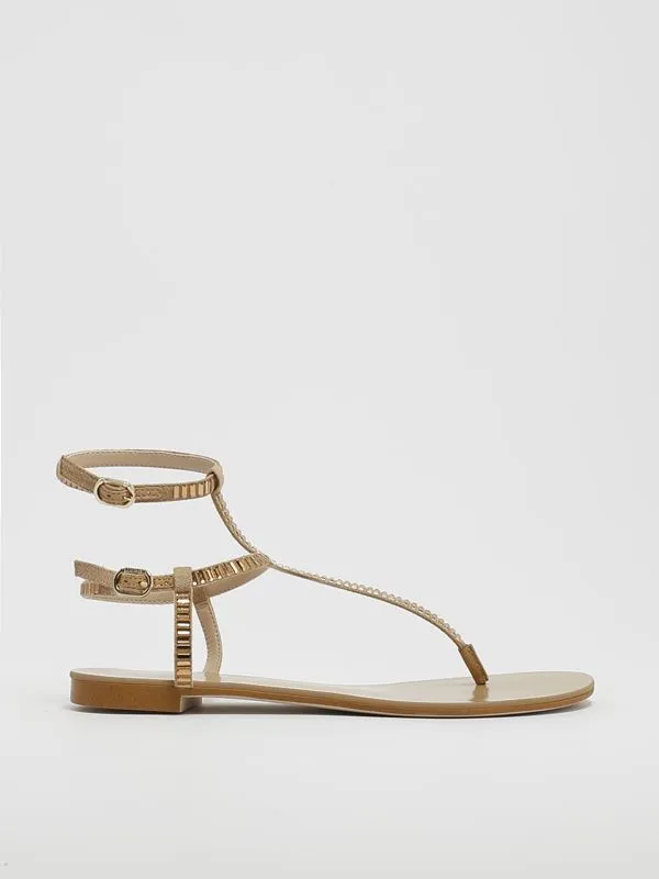 Sandalo donna Twinset Cactus Dahlia in ecopelle Oro