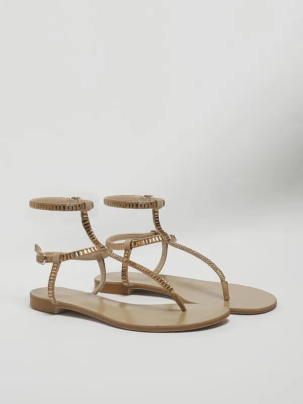 Sandalo donna Twinset Cactus Dahlia in ecopelle Oro