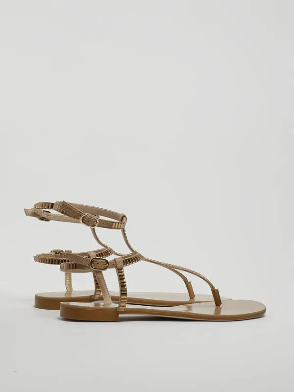Sandalo donna Twinset Cactus Dahlia in ecopelle Oro