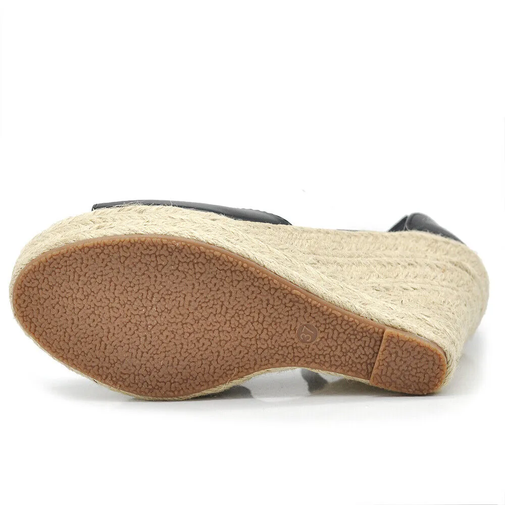 Scarpe Sandali Espadrillas Da Donna Con Platform Zeppa Corda Cinturino X7M0096