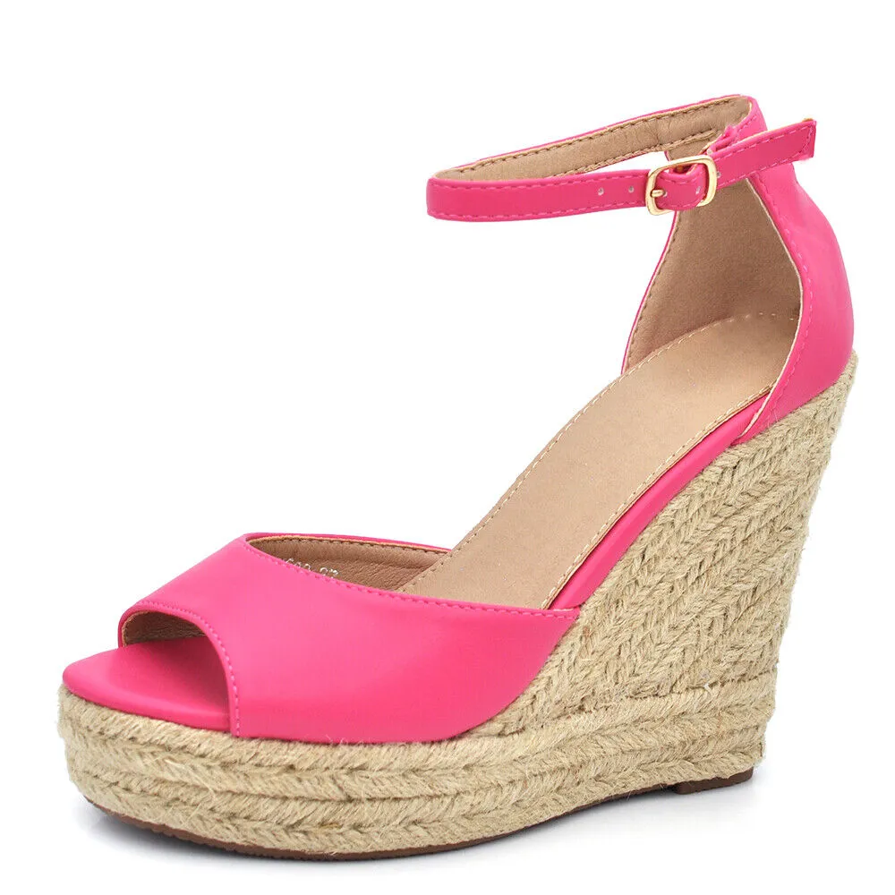 Scarpe Sandali Espadrillas Da Donna Con Platform Zeppa Corda Cinturino X7M0096