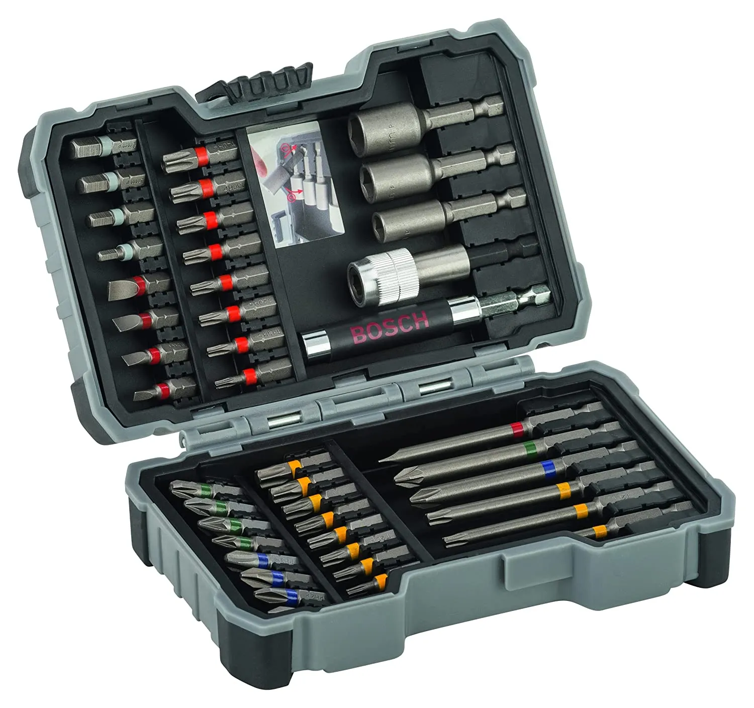Set inserti per cacciaviti Bosch, 43 pezzi (Piatta, Esagonale, Phillips, Pozidriv, A taglio, Torx)