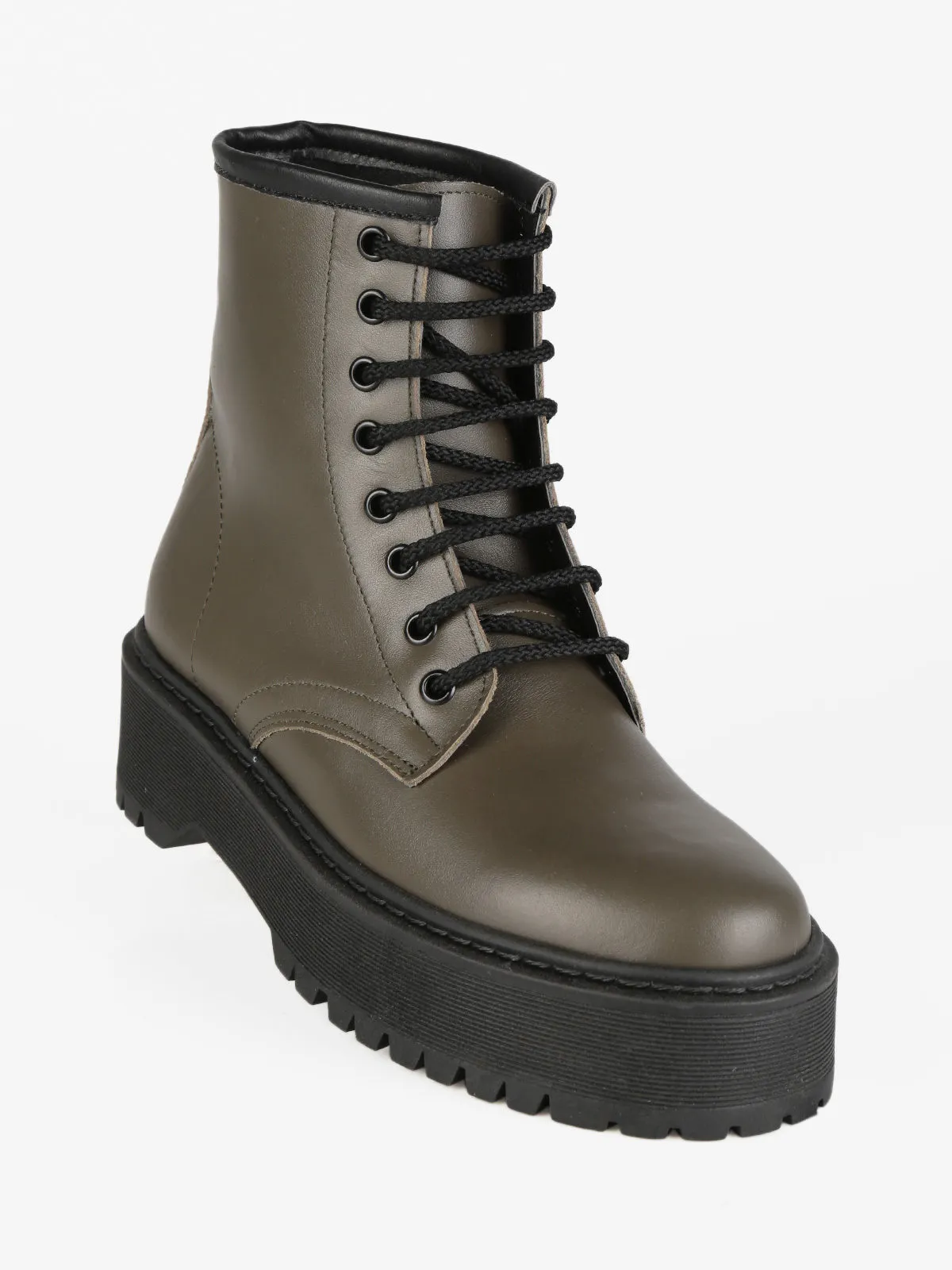 Solada Bottes de combat en cuir pour femmes avec plateforme