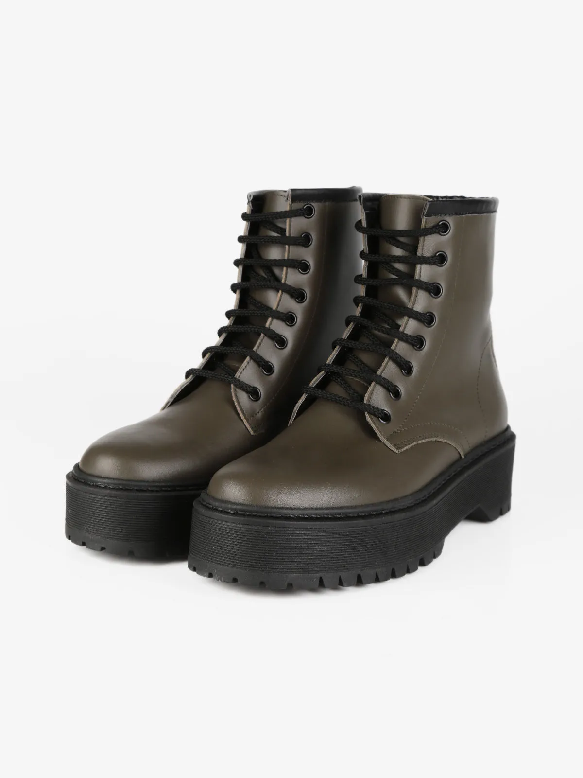 Solada Bottes de combat en cuir pour femmes avec plateforme