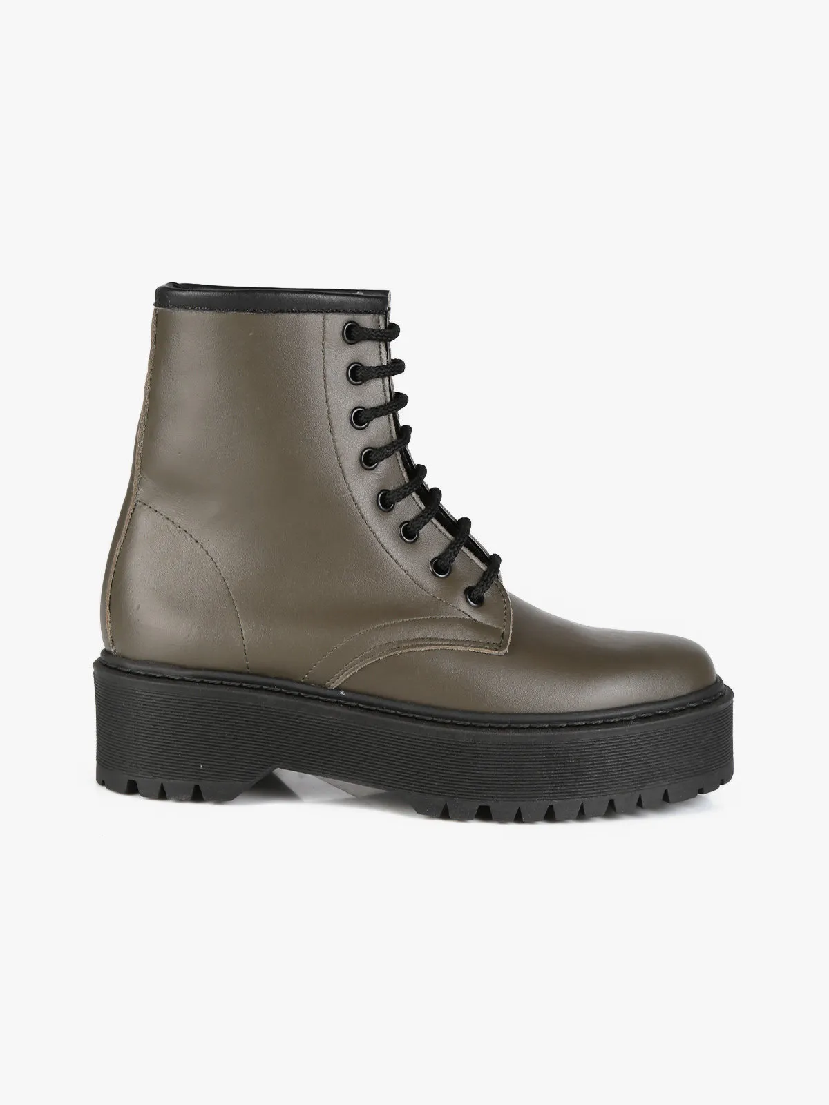 Solada Bottes de combat en cuir pour femmes avec plateforme