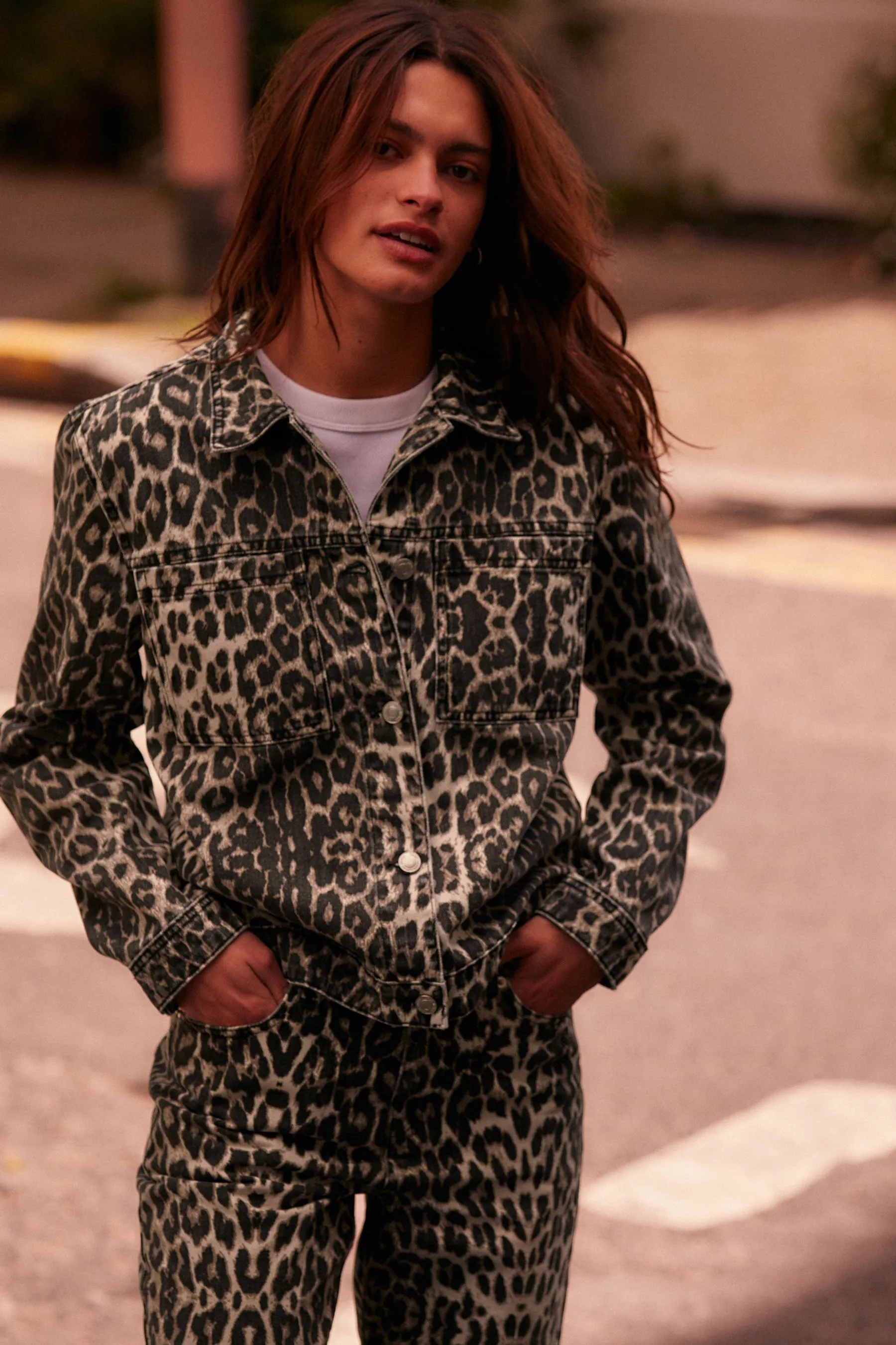 Stampa maculata  - Denim Giacca squadrato