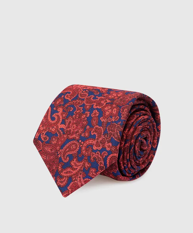 Stefano Ricci Set cravatta e sciarpa per bambini in seta con motivo cachemire bordeaux YDHNG501