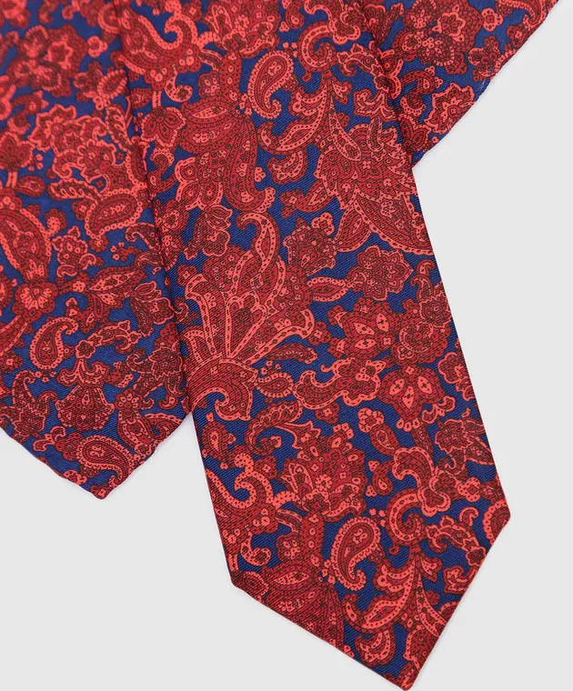 Stefano Ricci Set cravatta e sciarpa per bambini in seta con motivo cachemire bordeaux YDHNG501