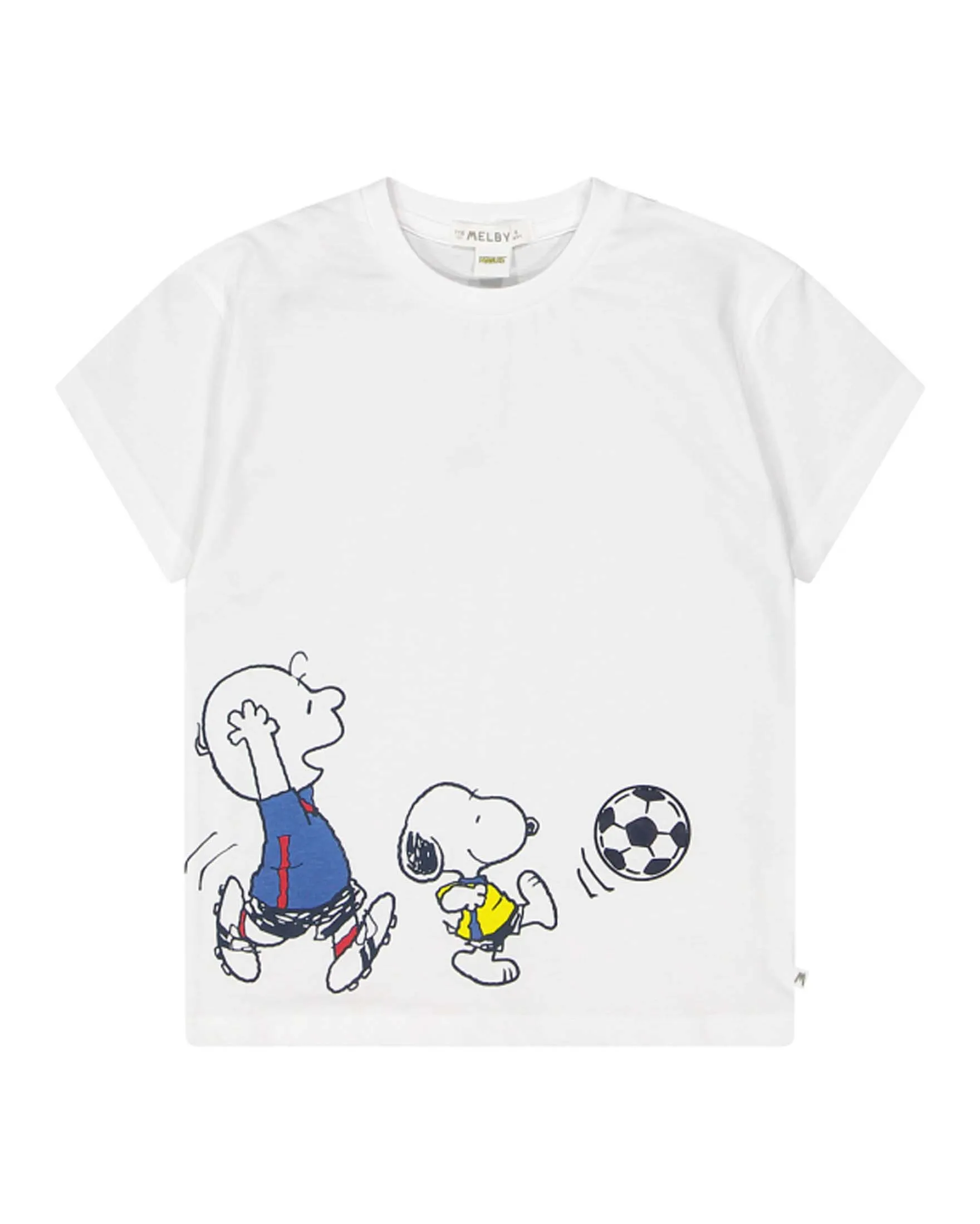 T-shirt bianca in cotone a maniche corte con stampa Snoopy 3-7 anni