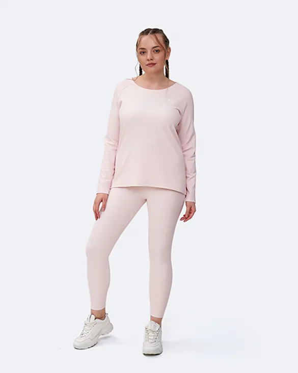 Top a maniche lunghe rosa vaniglia  