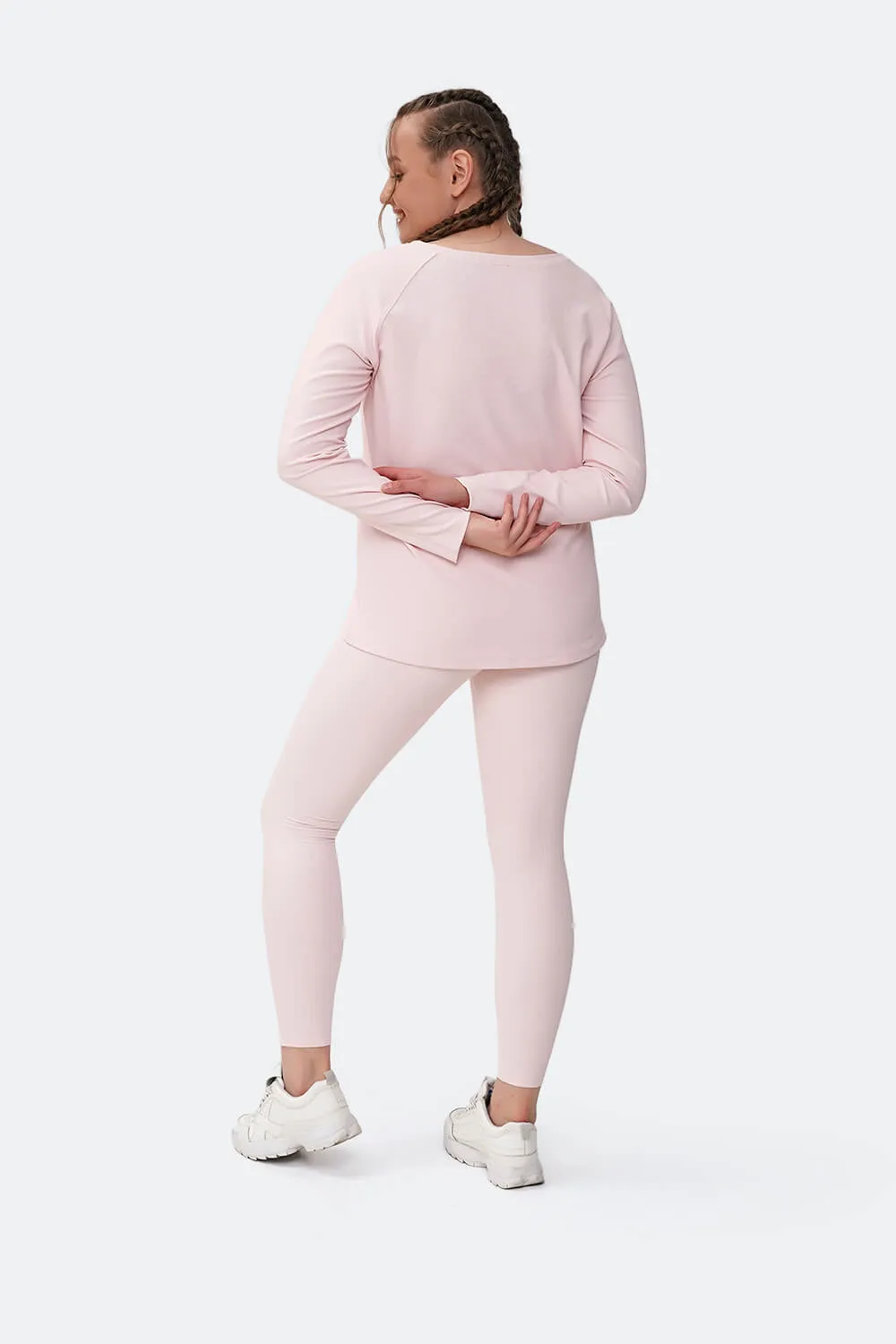 Top a maniche lunghe rosa vaniglia  