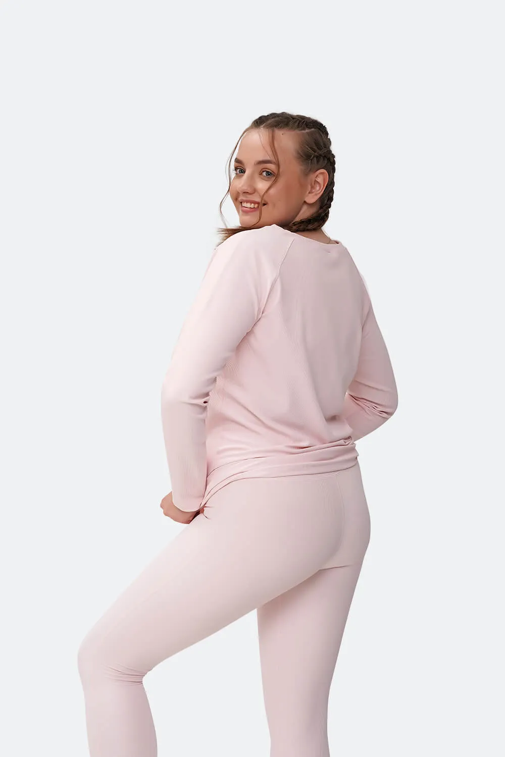 Top a maniche lunghe rosa vaniglia  