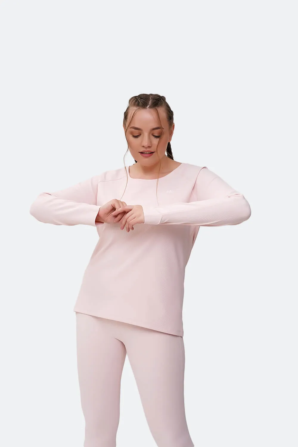 Top a maniche lunghe rosa vaniglia  