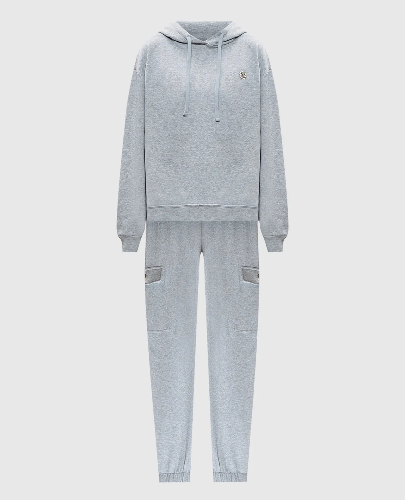 Twinset Tuta grigia con logo Oval T e cristalli 242TP2494