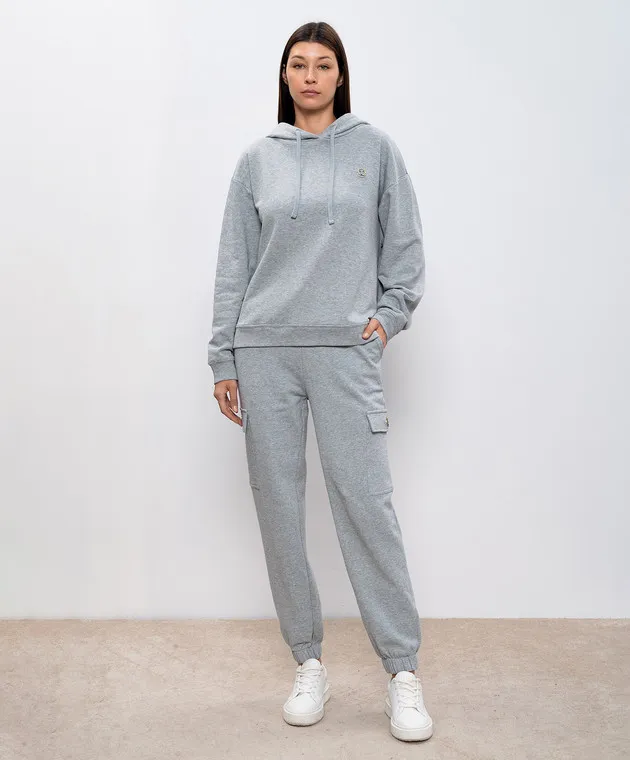 Twinset Tuta grigia con logo Oval T e cristalli 242TP2494