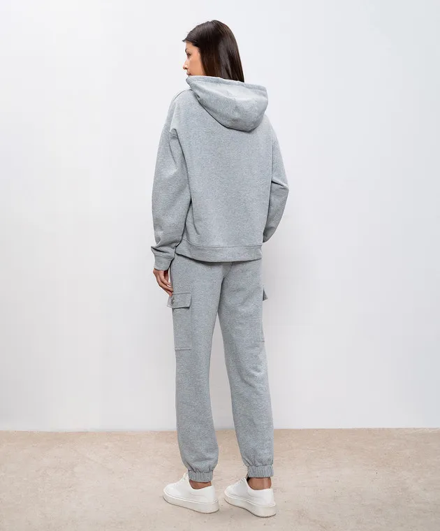 Twinset Tuta grigia con logo Oval T e cristalli 242TP2494