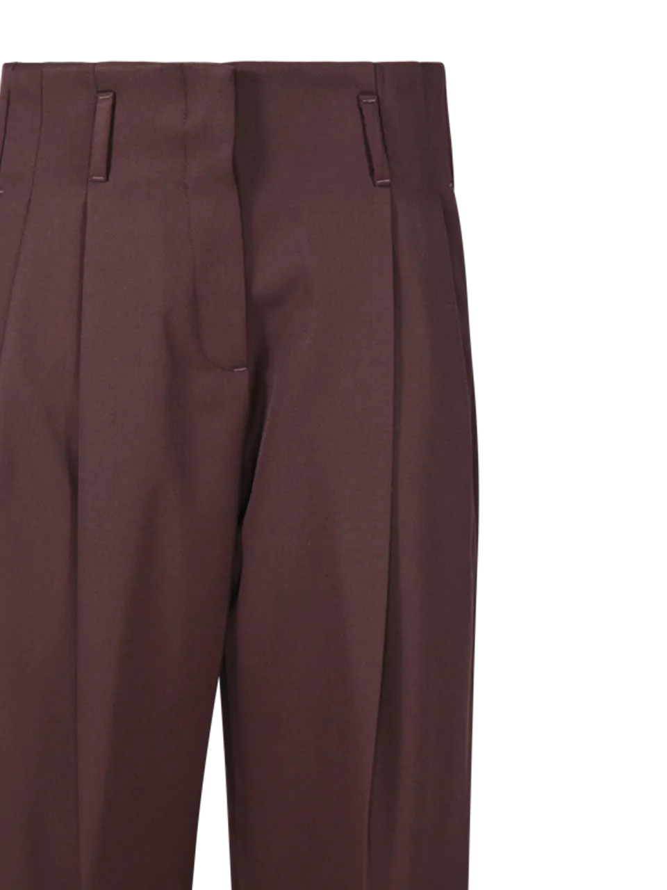 WOMAN GOLDEN GOOSE BROWN POLYESTER PANT FLAVIA WIDE LEG COMPACT GABARDINE WOOL
